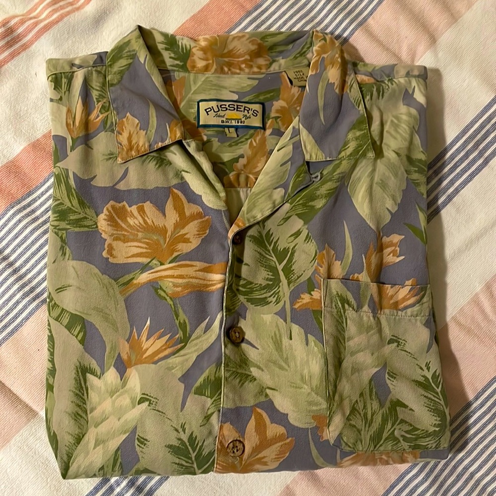 Pusser’s  - 100% Silk - Hawaiian Shirt - Large - Great Vintage Shirt